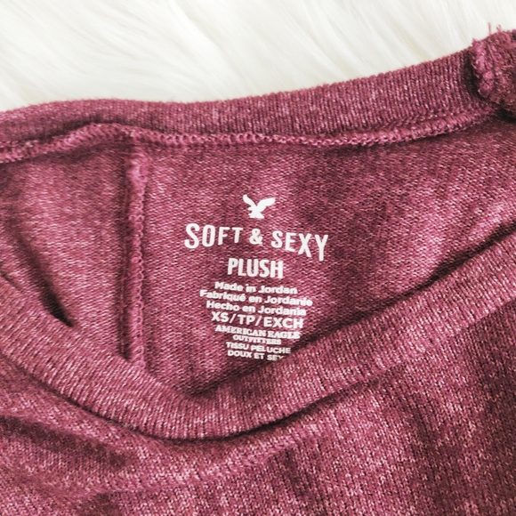 American Eagle Soft & Sexy plush maroon shirt - Picture 7 of 8